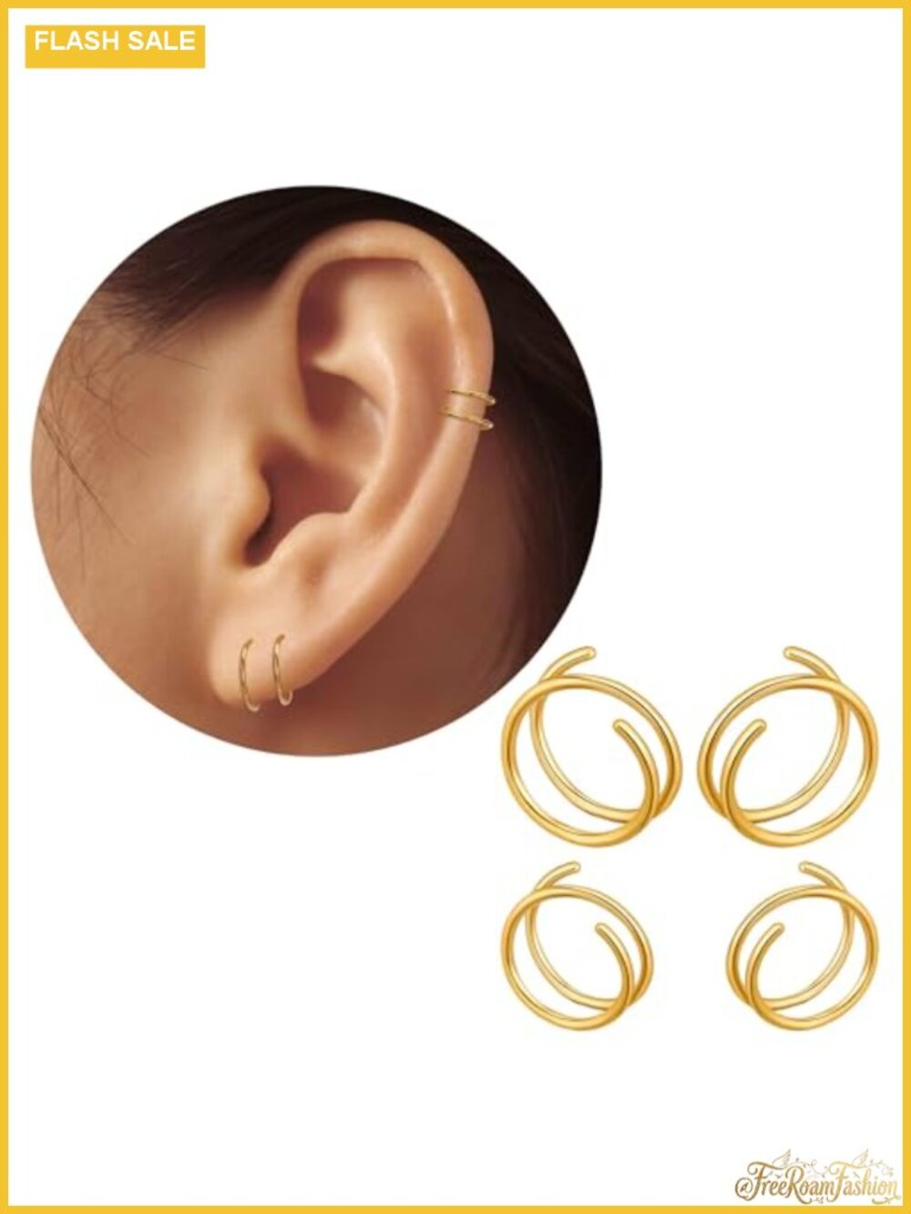 14k Gold Filled Double Hoop Earrings for Single Piercing Tiny Twist Helix